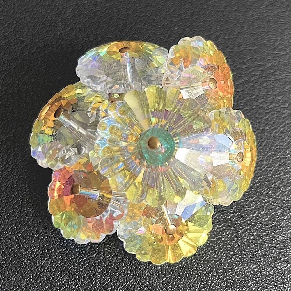 Vintage Rivoli Rhinestone Brooch Pin‎ 1.5" EUC